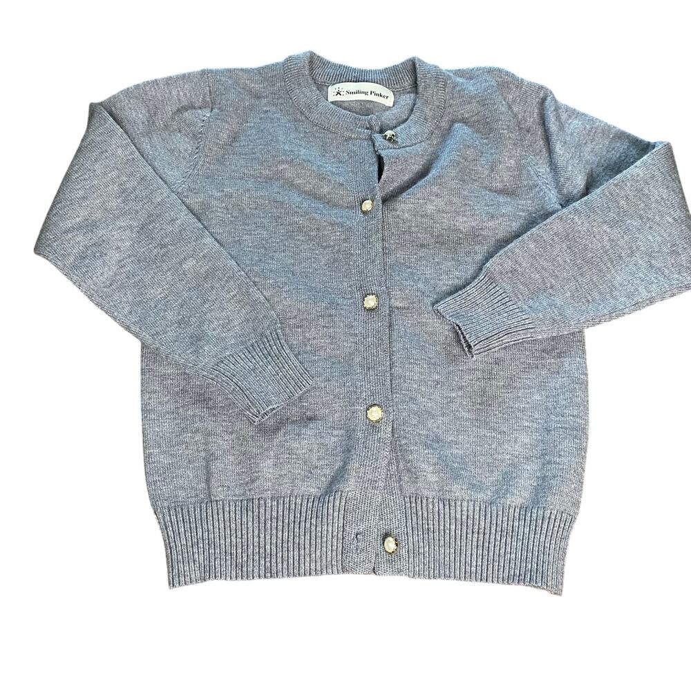 Smiling Pinker heather gray pearl button cardigan sweater SIZE 9‎